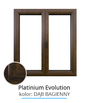 Okno Platinium Evolution, kolor: dąb bagienny